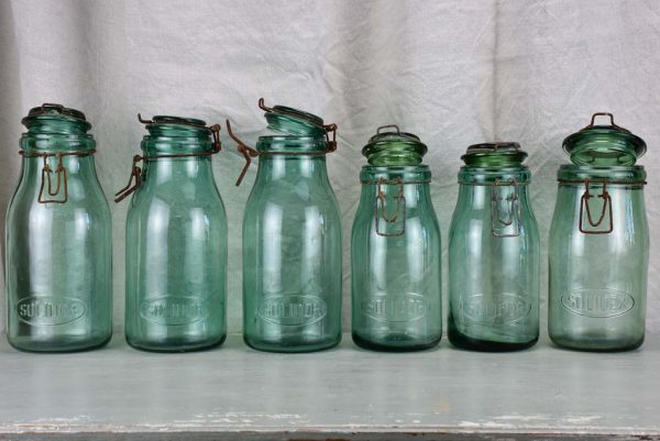 Collection of six antique French preserving jars Online now