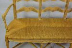 French Provincial rush banquette - three seat 57½  Online now