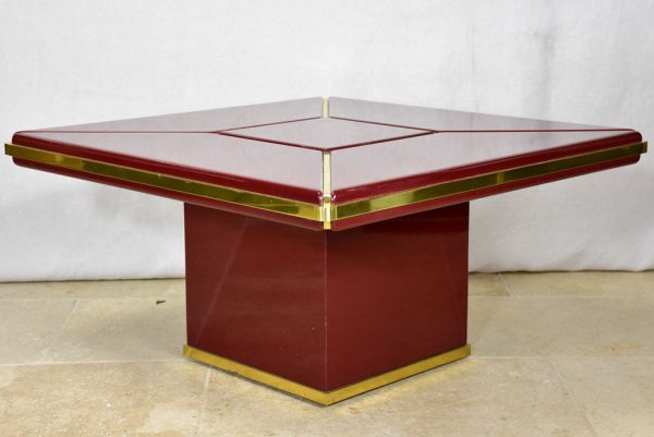 Pair of superb Burgundy red coffee tables - lacquer and brass 31  Discount