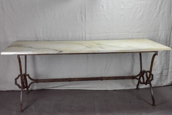 Very large 18th Century rectangular marble table with pretty iron base 74  x 35½  Discount