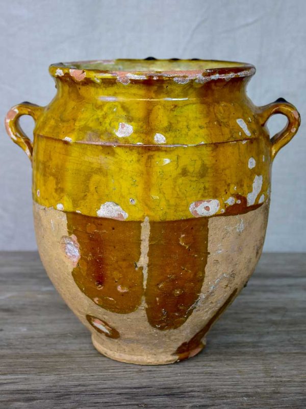 Antique French confit pot with orange glaze 9 ½  Online Hot Sale