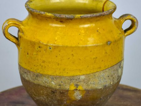 Small antique French confit pot with orange glaze - 7 ¼   Online now