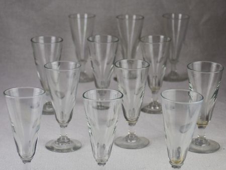 Rare set of 12 blown glass champagne flutes from the early 20th century Fashion