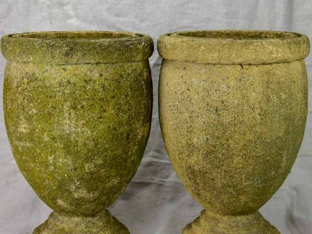 Pair of vintage Italian garden urns - signed, cement 18  Online Sale