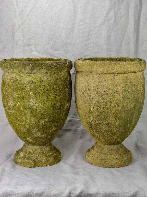 Pair of vintage Italian garden urns - signed, cement 18  Online Sale