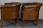 Pair of mid-century English leather armchairs on Sale