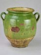 Antique French confit pot with green glaze 9½  on Sale