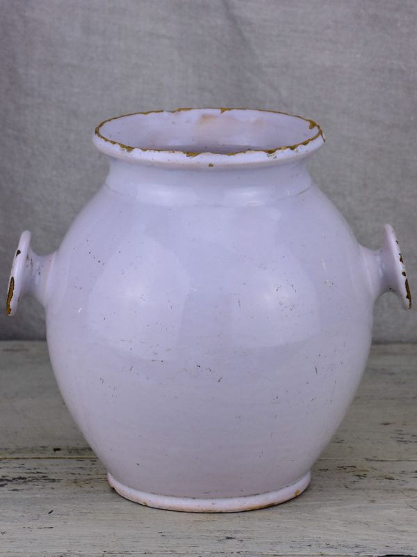 Antique French mustard pot with two handles - white Supply