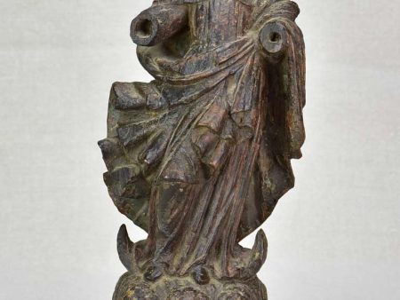 Antique French religious wooden sculpture of the Virgin Mary 16½  For Sale