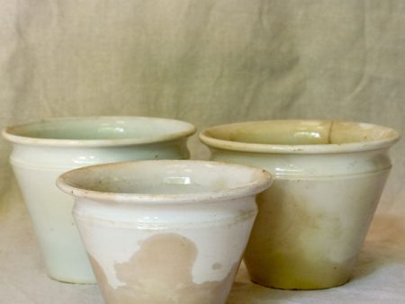 Collection of three antique French earthenware confiture pots Online Sale