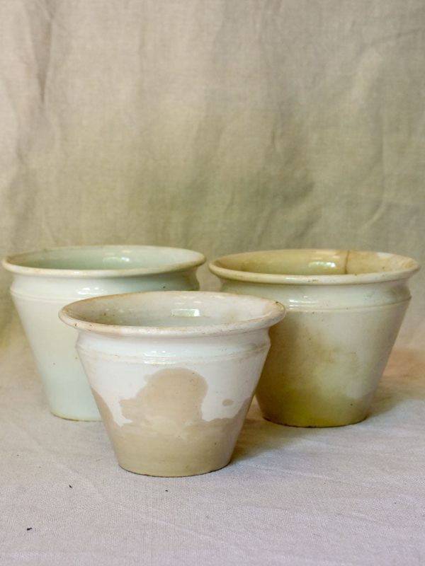 Collection of three antique French earthenware confiture pots Online Sale