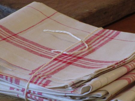 Set of six French checked tea towels Sale