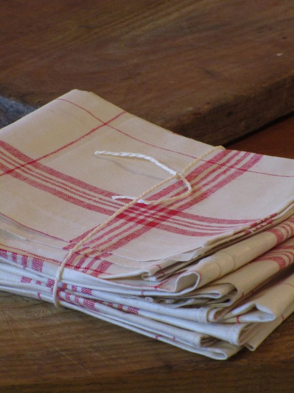 Set of six French checked tea towels Sale