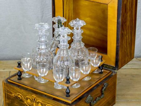 Antique French liquer box with four bottles and nine glasses Online Hot Sale