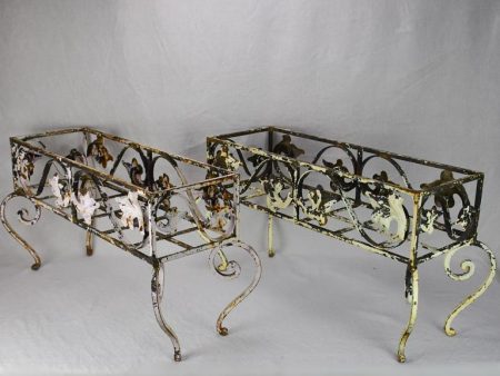 Pair of vintage French wrought iron pot plant stands For Sale