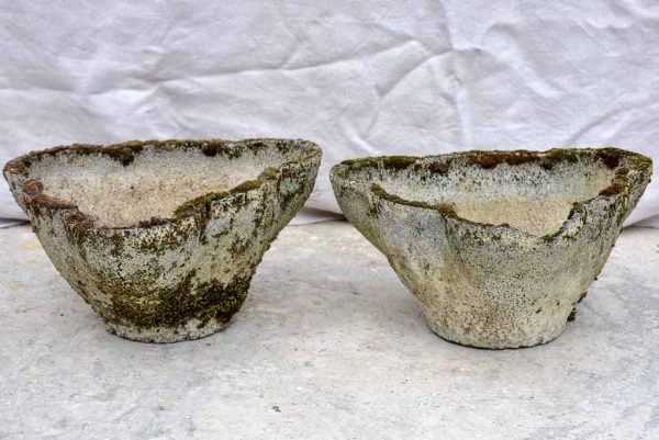 Pair of weathered 1960 s garden planters with curved edges Cheap