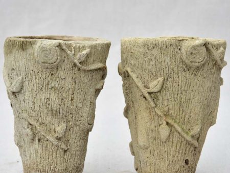 Pair of small vintage cement flower pots 6¼  Hot on Sale