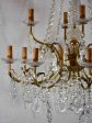 Pair of large crystal and brass chandeliers with 15 lights from the 1940 s 35½  diameter Online Sale