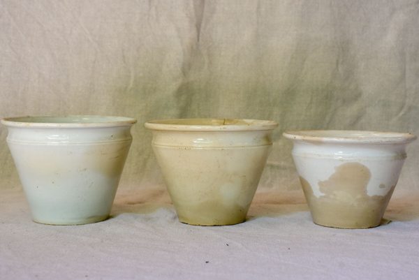 Collection of three antique French earthenware confiture pots Online Sale