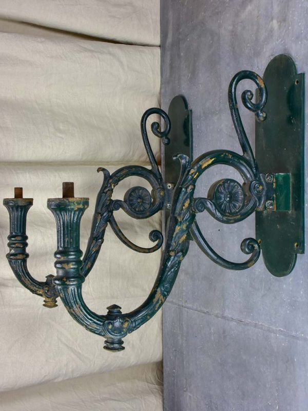 Pair of antique French outdoor wall sconces - cast iron Online Hot Sale