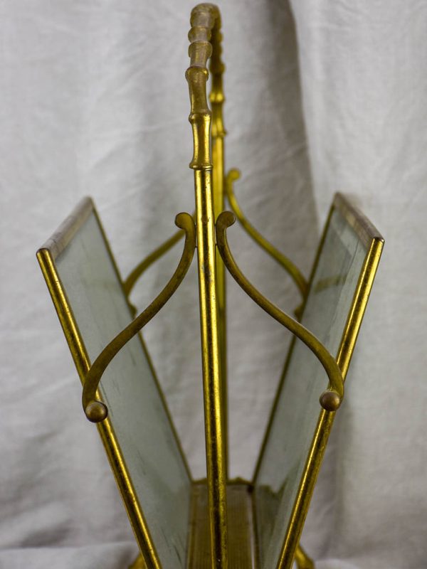 Magazine stand (Maison Bagues) bamboo & smoke glass (1970s) Online now