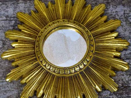 Small vintage gold sunburst mirror 8 ¾  Online now