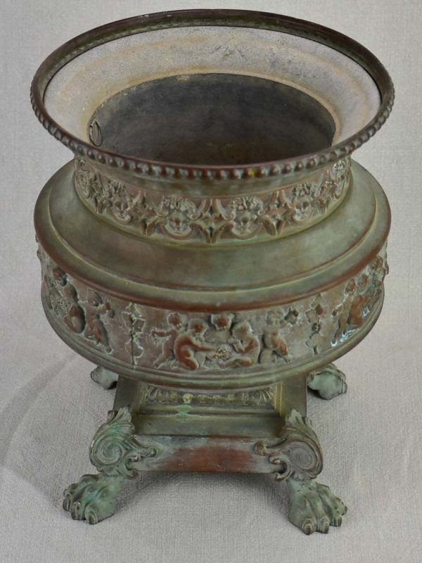 19th-century French tole cachepot with lions feet - Toneline Paris 13½  Cheap