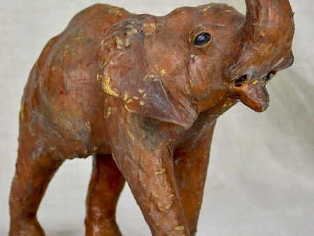 1950 s Leather and wood sculpture of an elephant Hot on Sale