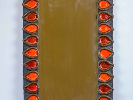 1960 s Mid-Century flame mirror with fireclay frame 13” x 23 ½   Fashion