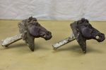 Pair of antique French cast iron horse heads Sale