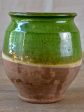 Antique French confit pot with green glaze 6¼  For Cheap