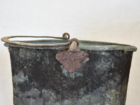 18th Century French winemaker s copper cauldron with black patina 21¼  Cheap