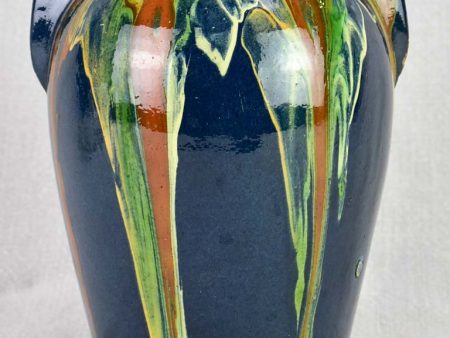 Vintage F. Hertz Annecy vase with blue ocher and green glaze 9  Online Hot Sale