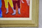 20th Century oil on canvas of clowns - Anna Costa 20¾  x 24½  Online Sale