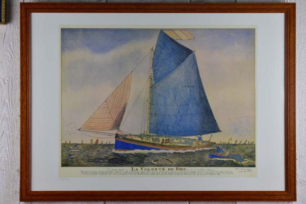 Antique Paul-Émile Pajot (1873-1929) Lighograph and pencil boat 26  x 19  Online Sale