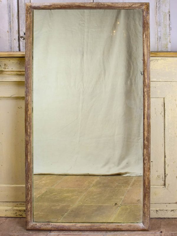 Antique rustic French mirror with simple timber frame 1 2. 26½  x 49½  on Sale