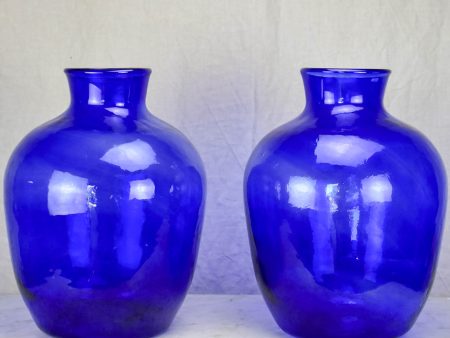 Pair of very large cobalt blue glass vases Online now