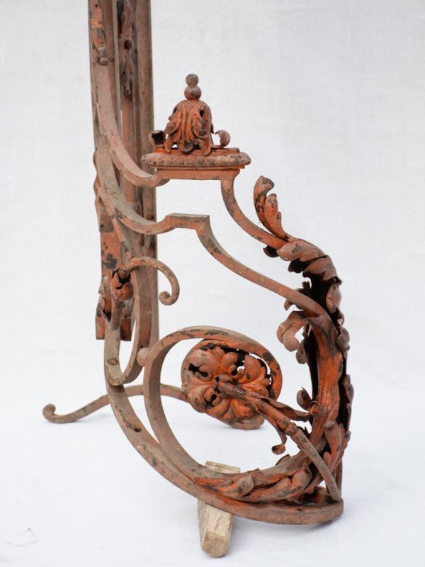 Rare 18th century French balustrade - wrought iron with red patina Online now