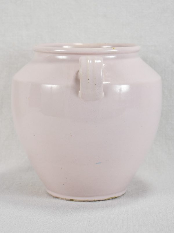 Antique French confit pot with white   pink glaze - Martres Tolosane 10¾  Discount