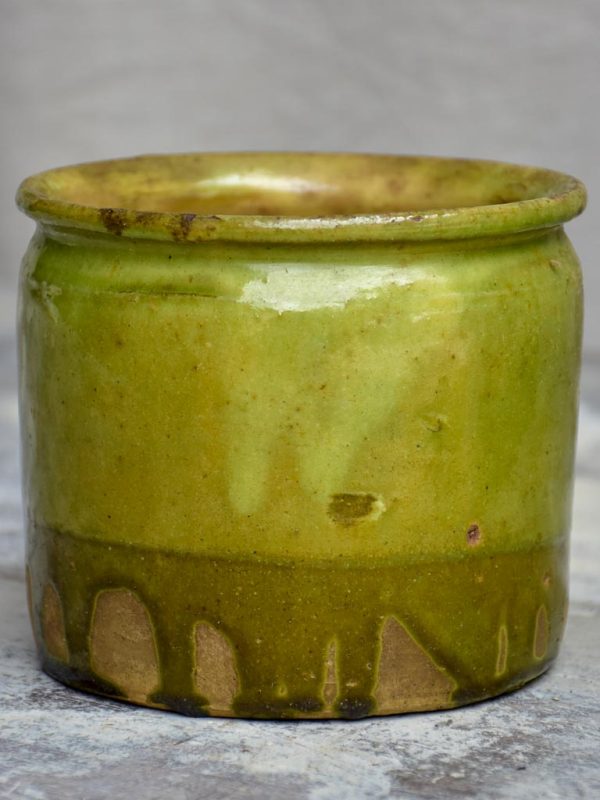 Antique French pot with light green glaze Online Sale