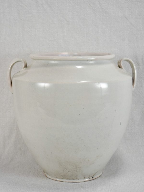 Antique French egg pot with white glaze - Martres Tolosane 10¾  Discount