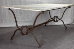 Very large 18th Century rectangular marble table with pretty iron base 74  x 35½  Discount