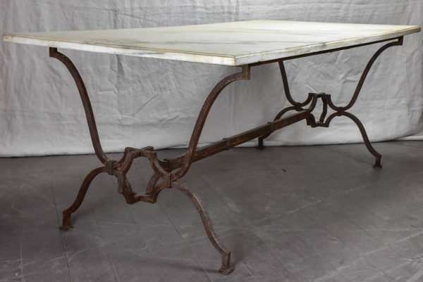 Very large 18th Century rectangular marble table with pretty iron base 74  x 35½  Discount