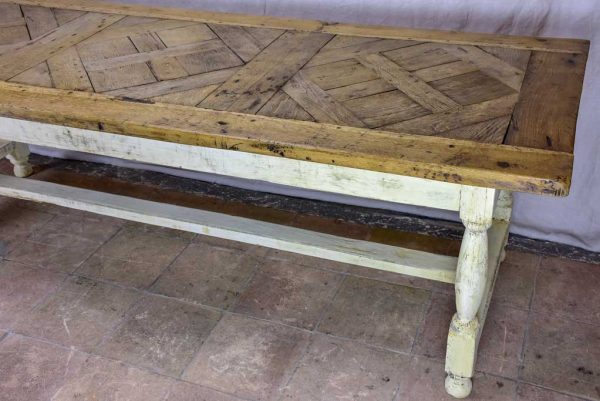 Antique French parquetry dining table - salvaged 18th Century oak floor 92½  x 33  For Discount