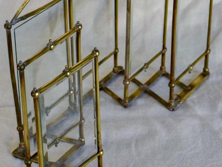 Rare Art Nouveau folding six photo frame - brass and glass on Sale