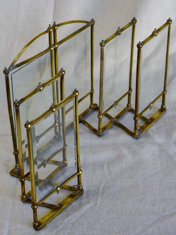 Rare Art Nouveau folding six photo frame - brass and glass on Sale