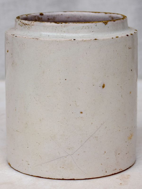 Antique French faience preserving pot - white 5½  Online now