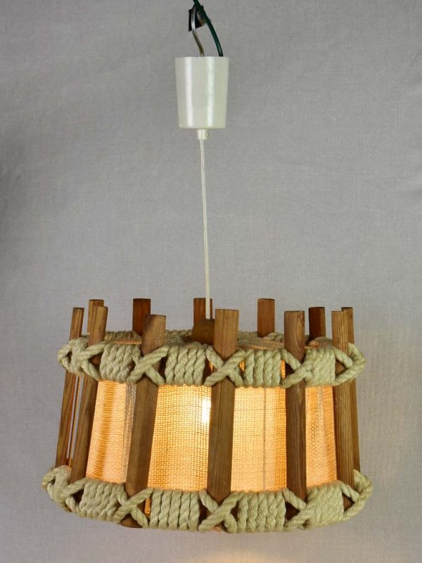 Vintage pendant light with fabric and rope Online