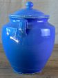 Antique French blue Martres Tolosane confit pot with lid on Sale