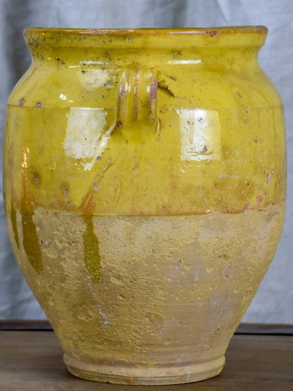 Antique French confit pot with yellow glaze 9 ¾  Hot on Sale